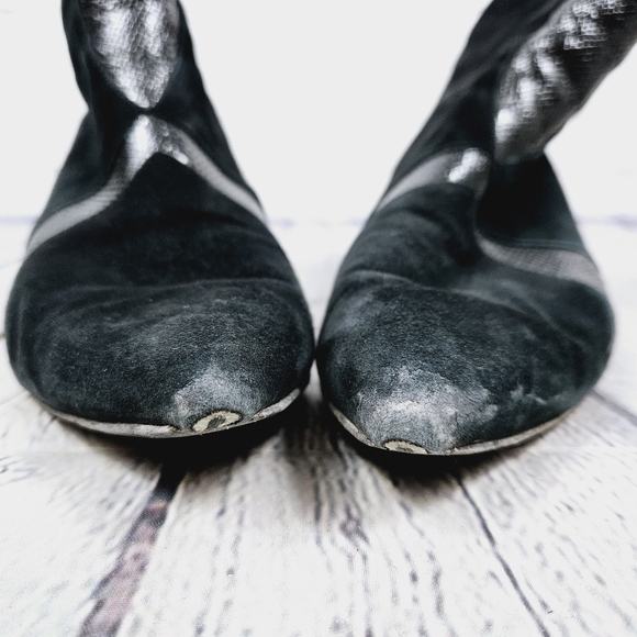 SIGERSON MORRISON | Zero suede & leather patchwork pointed toe ankle boots - Picture 6 of 13